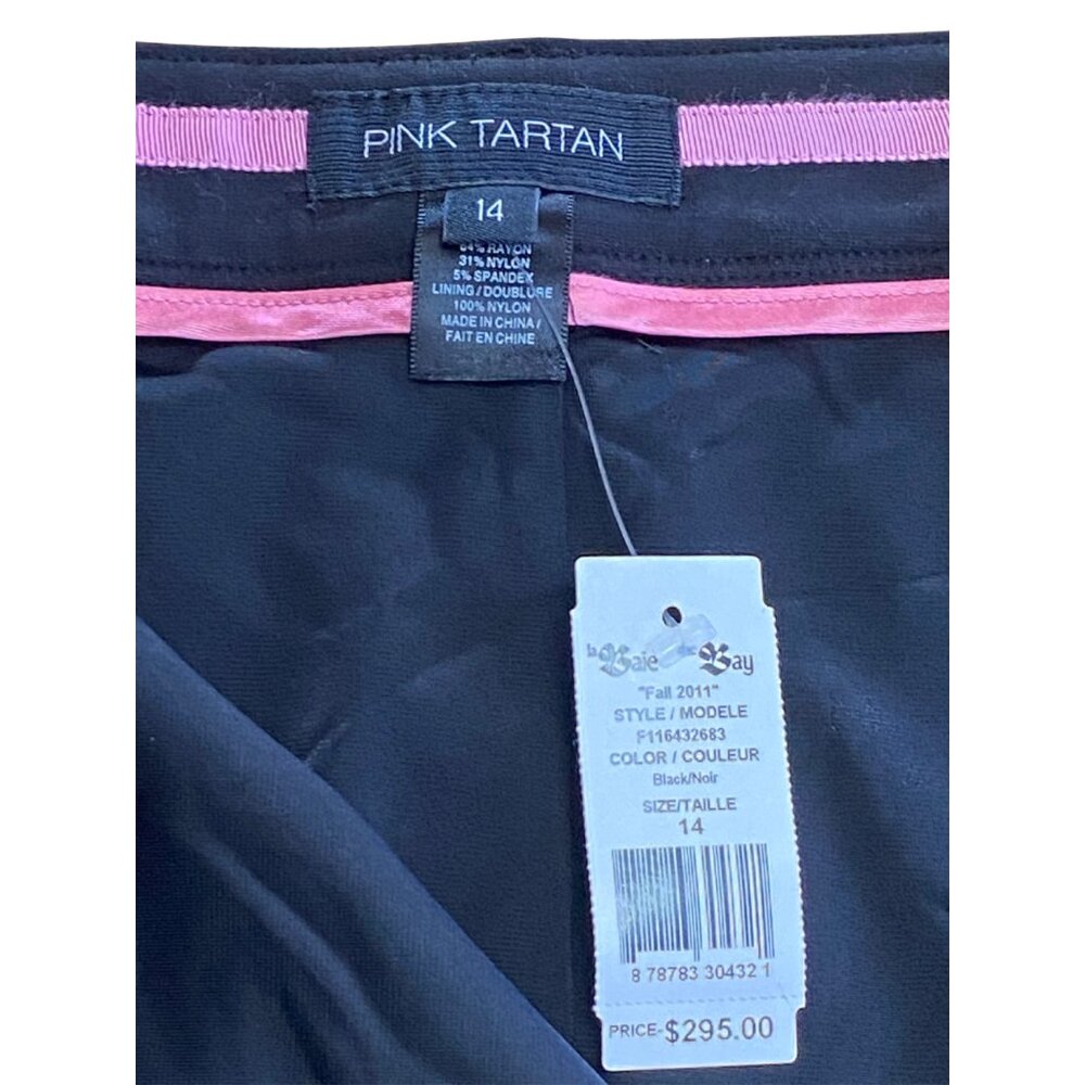 NWT PINK TARTAN STRETCH BLACK WITH FAUX LEATHER ACCENTS, 14, DISCOUNTED - Picture 6 of 8